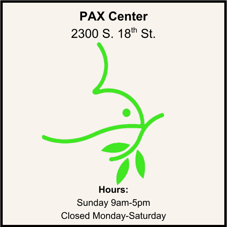 PAX Center 2300 S. 18th St. Sunday 9am-5pm Closed Monday-Saturday https://philadelphiapraise.com